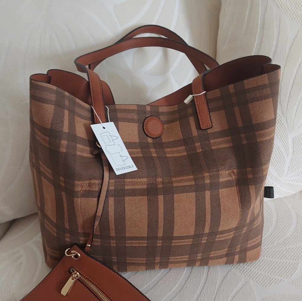 TAN REVERSIBLE TOTE BAG